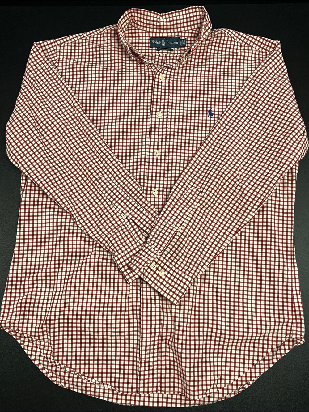 Ralph Lauren Shirt Mens Large Red Check Long Sleeve Button Up Casual Pony Logo